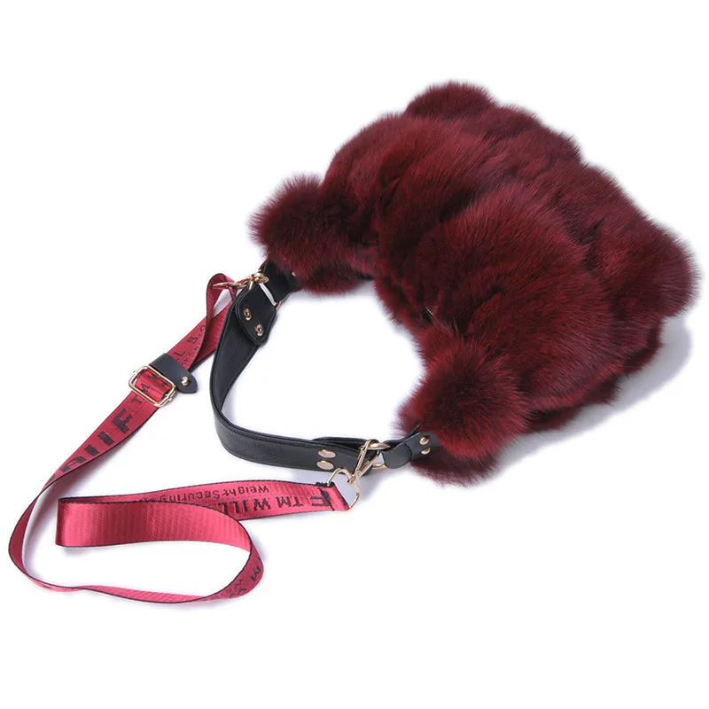 2022 New Lady Luxury Handbag Women Fashion Fox Fur Shoulder Bag Top Quality Messenger Bag 8803