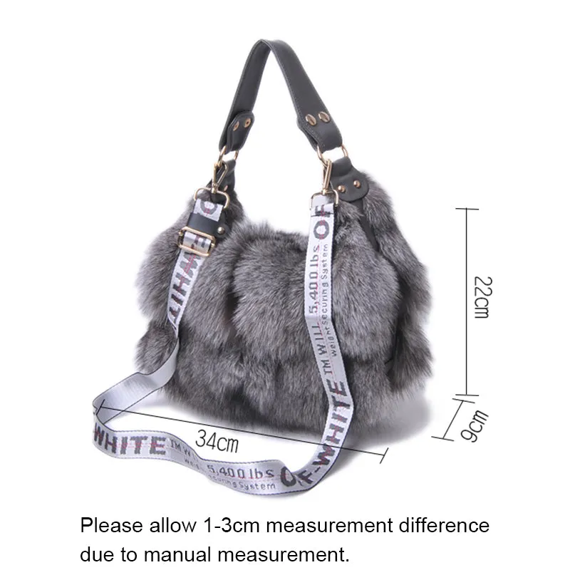 2022 New Lady Luxury Handbag Women Fashion Fox Fur Shoulder Bag Top Quality Messenger Bag 8803