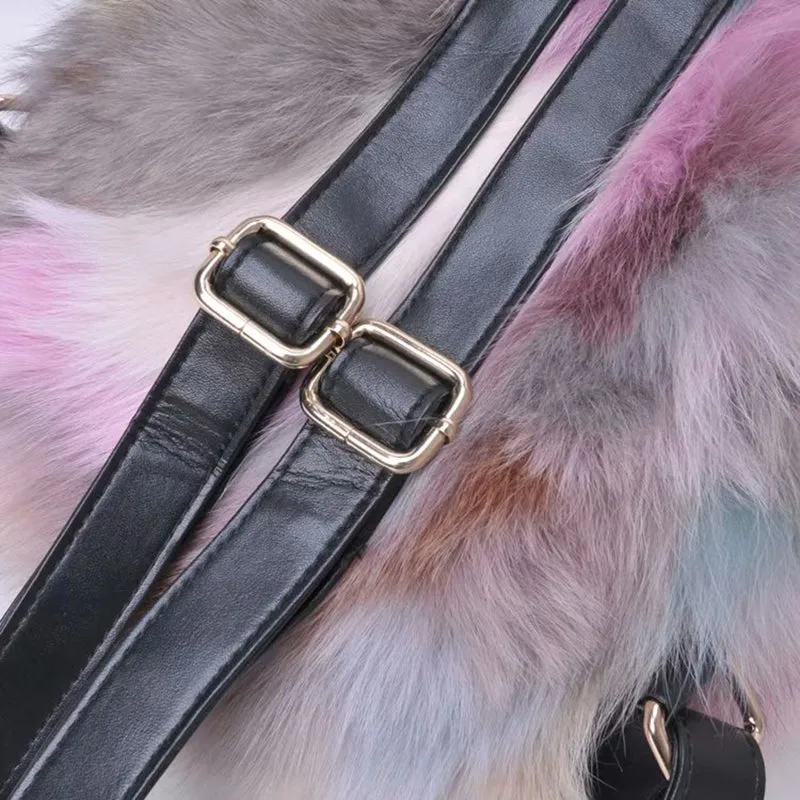 2022 New Women's Fashion Fox Fur Handbag Lovely Mixed Color Messenger Bags Lady Shoulder Bag Large Capacity Totes 7965
