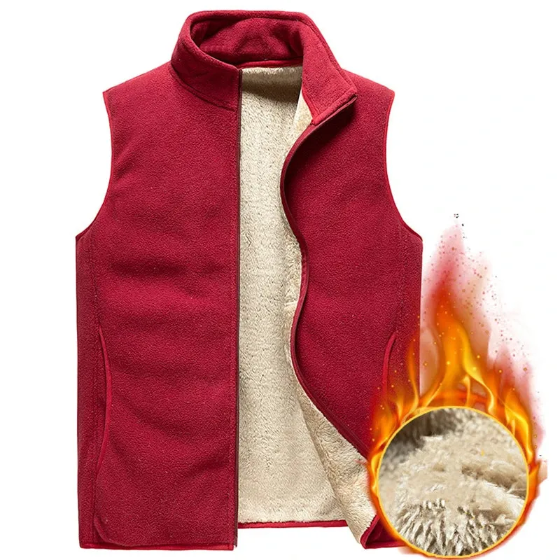 2024 Men’s Plus Size Fleece Vest – Warm Sleeveless Jackets, Autumn Winter Waist Coat  C31