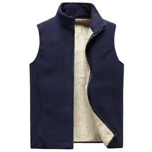 2024 Men’s Plus Size Fleece Vest – Warm Sleeveless Jackets, Autumn Winter Waist Coat  C31
