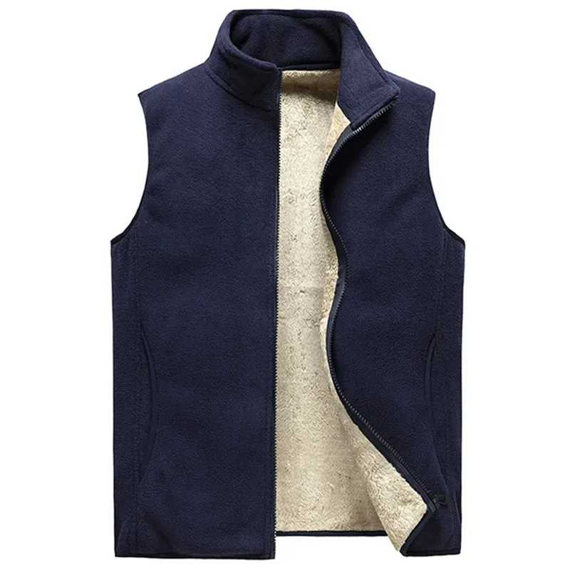 2024 Men’s Plus Size Fleece Vest – Warm Sleeveless Jackets, Autumn Winter Waist Coat  C31