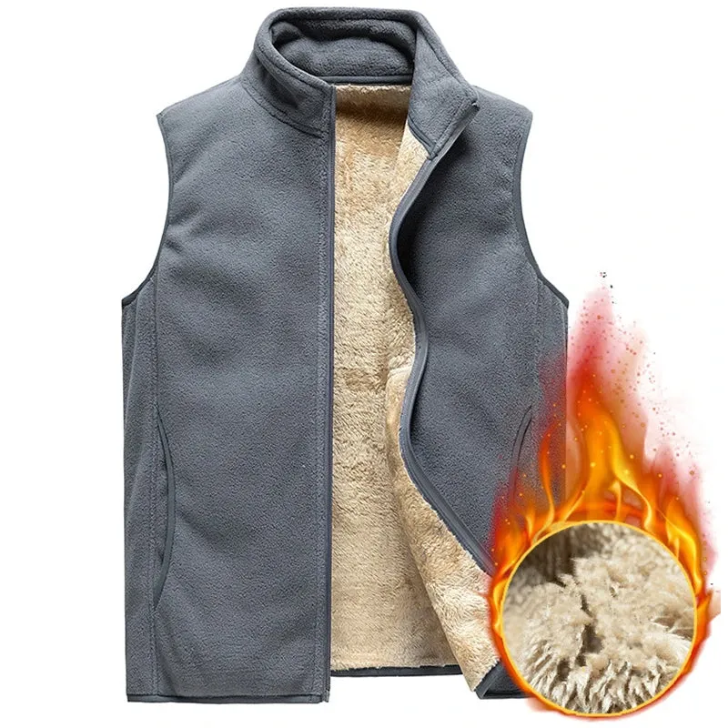 2024 Men’s Plus Size Fleece Vest – Warm Sleeveless Jackets, Autumn Winter Waist Coat  C31