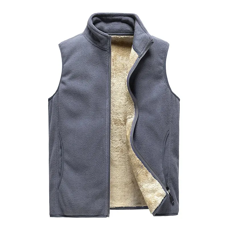 2024 Men’s Plus Size Fleece Vest – Warm Sleeveless Jackets, Autumn Winter Waist Coat  C31