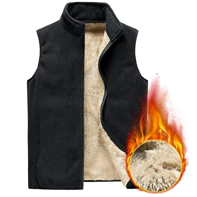 2024 Men’s Plus Size Fleece Vest – Warm Sleeveless Jackets, Autumn Winter Waist Coat  C31