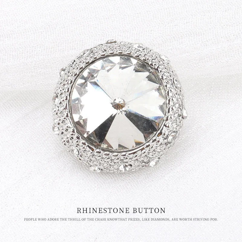 20mm Vintage Round Metal Rhinestone Buttons for Woolen Overcoats 5pcs
