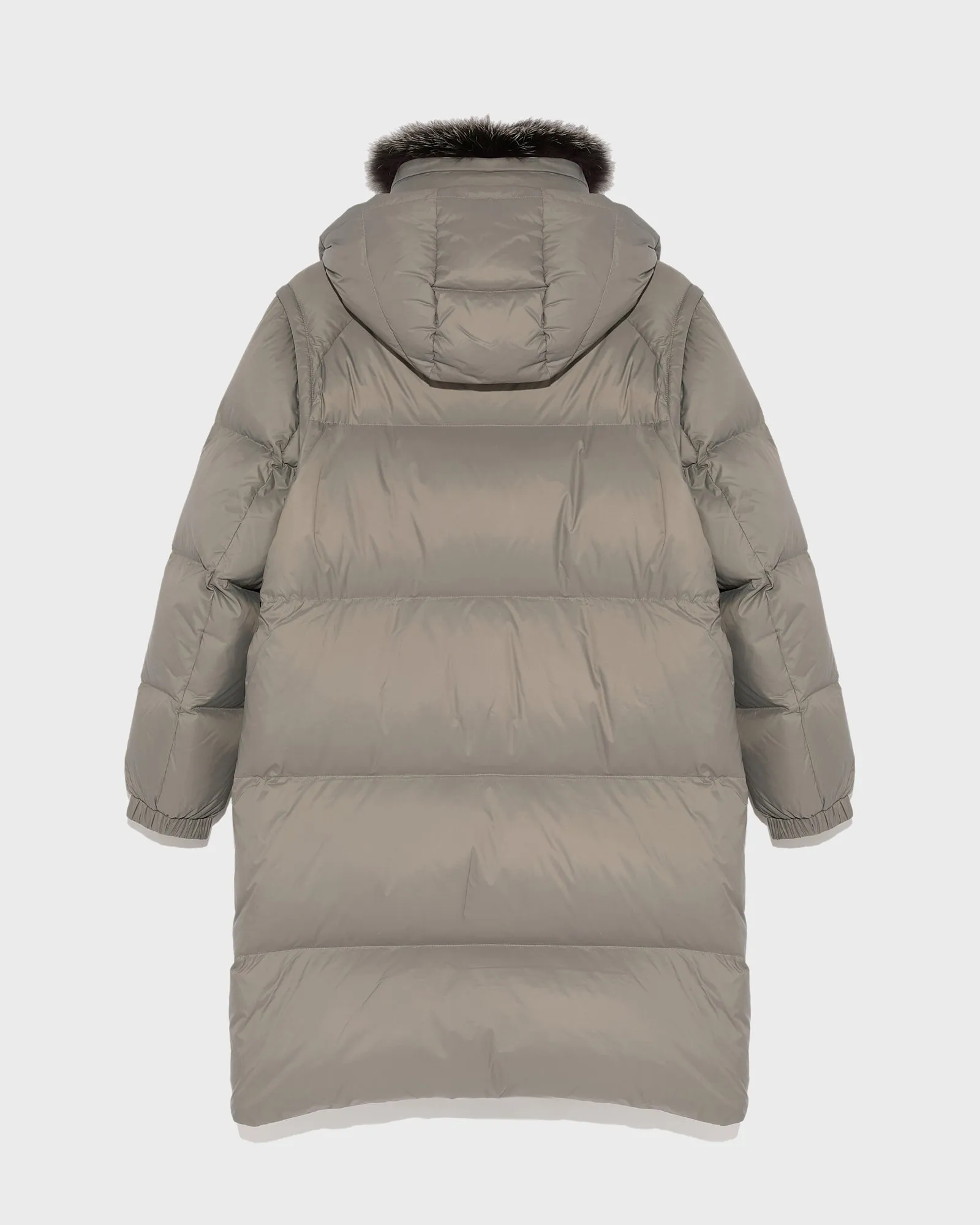 7/8 length down jacket with fox fur collar