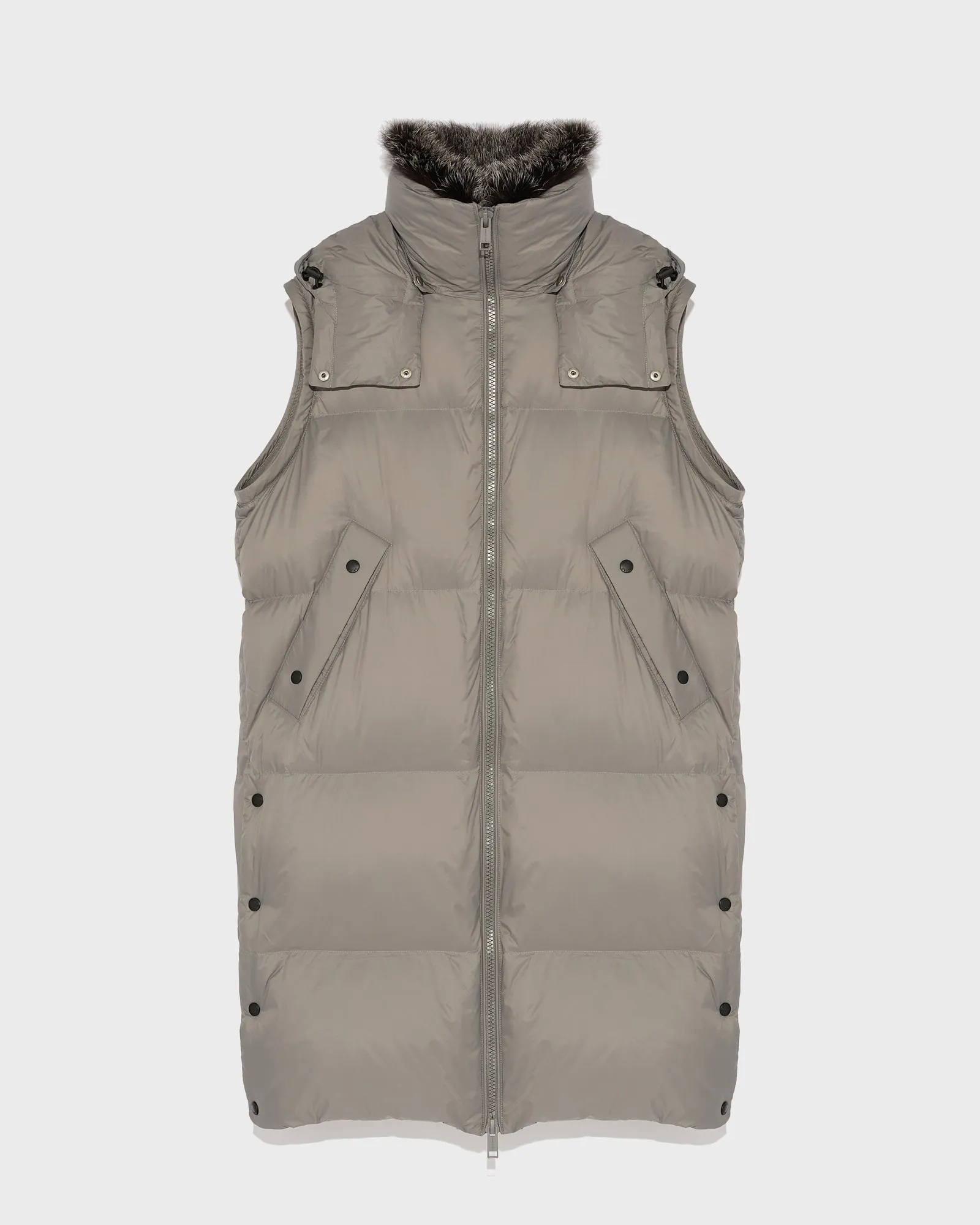 7/8 length down jacket with fox fur collar