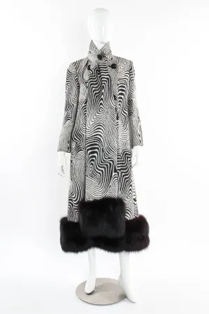Abstract Moiré Wool Coat & Stole Set