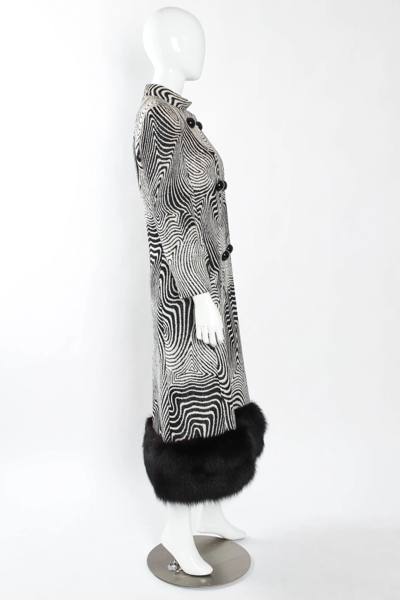 Abstract Moiré Wool Coat & Stole Set