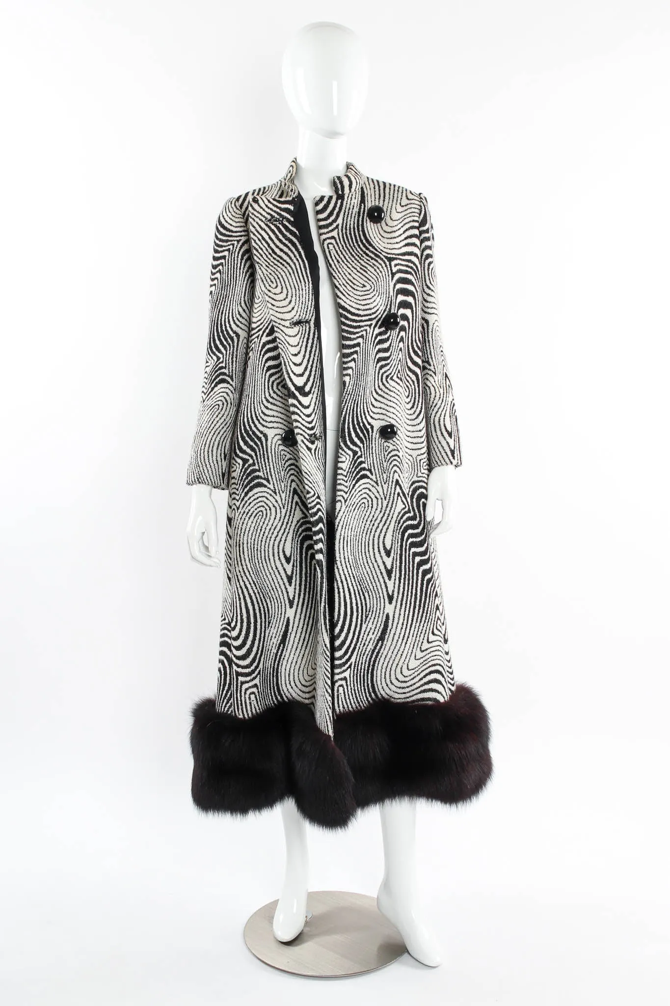 Abstract Moiré Wool Coat & Stole Set