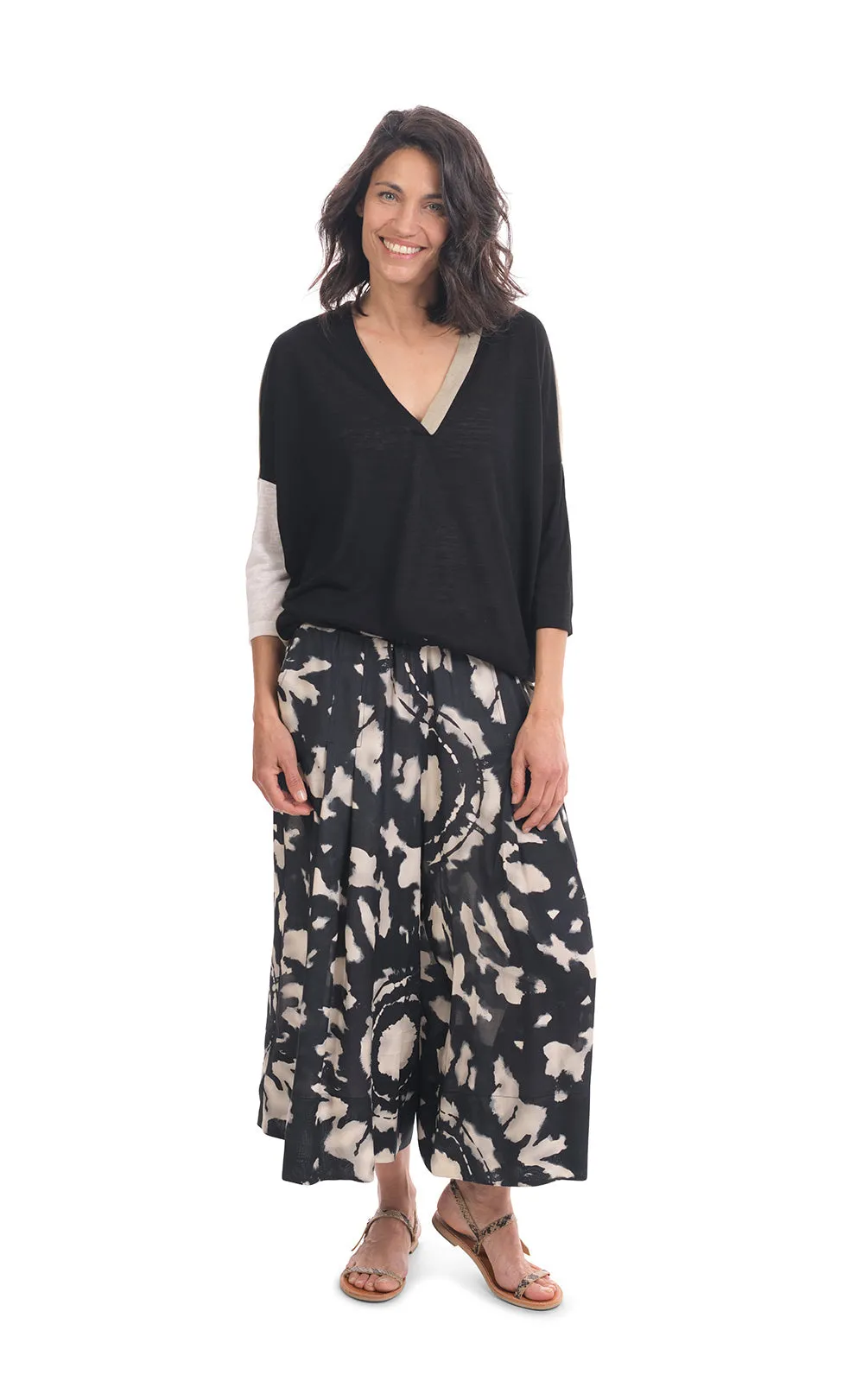 Alembika Black Multi Colorblock Top