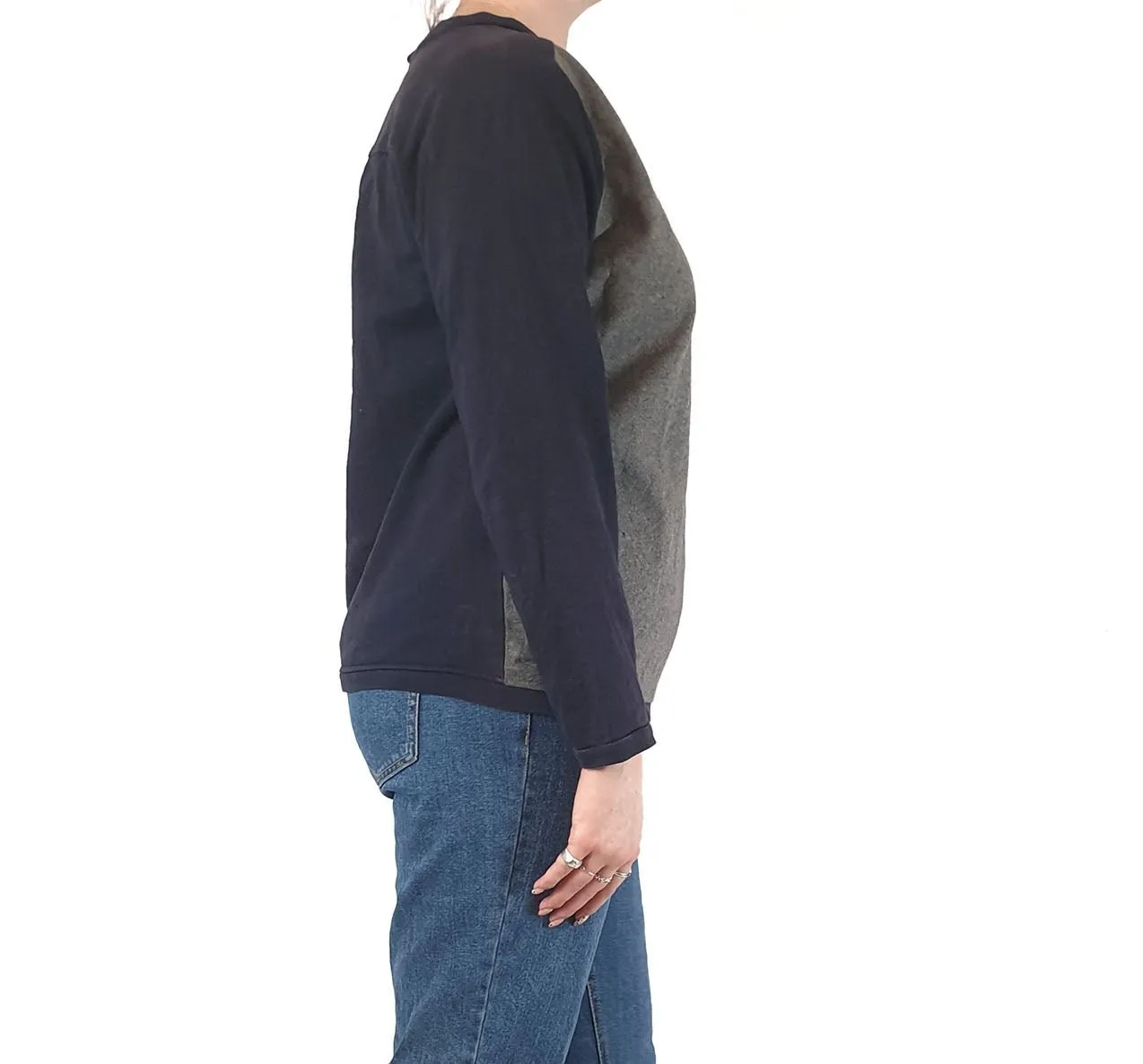 Alpha 60 navy and grey wool mix jumper size M