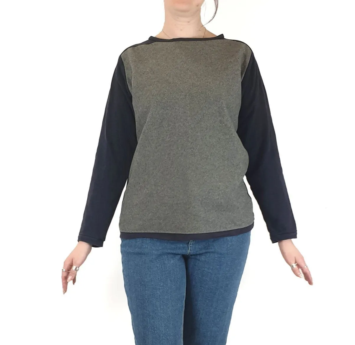 Alpha 60 navy and grey wool mix jumper size M