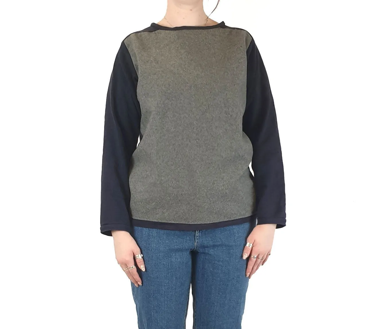 Alpha 60 navy and grey wool mix jumper size M