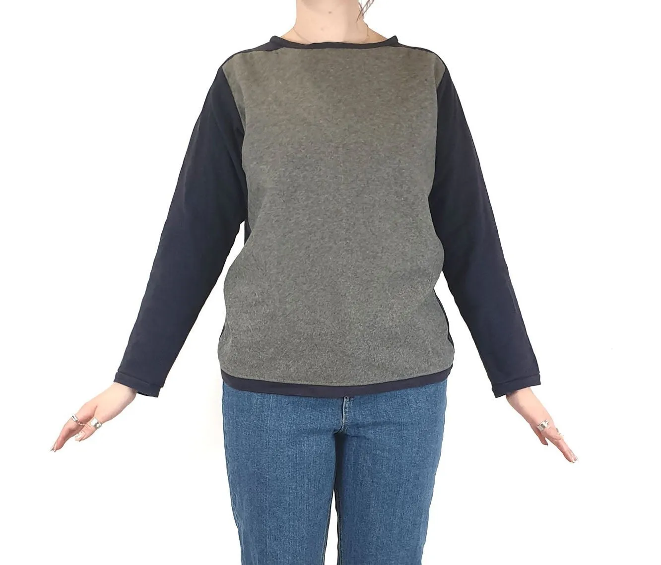 Alpha 60 navy and grey wool mix jumper size M