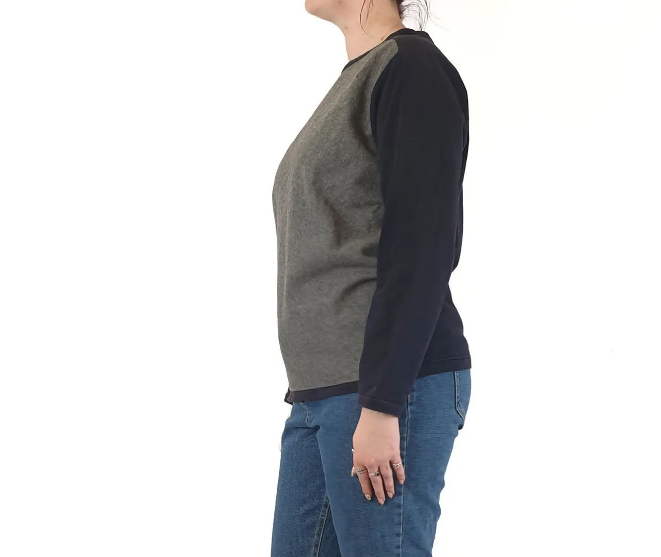 Alpha 60 navy and grey wool mix jumper size M