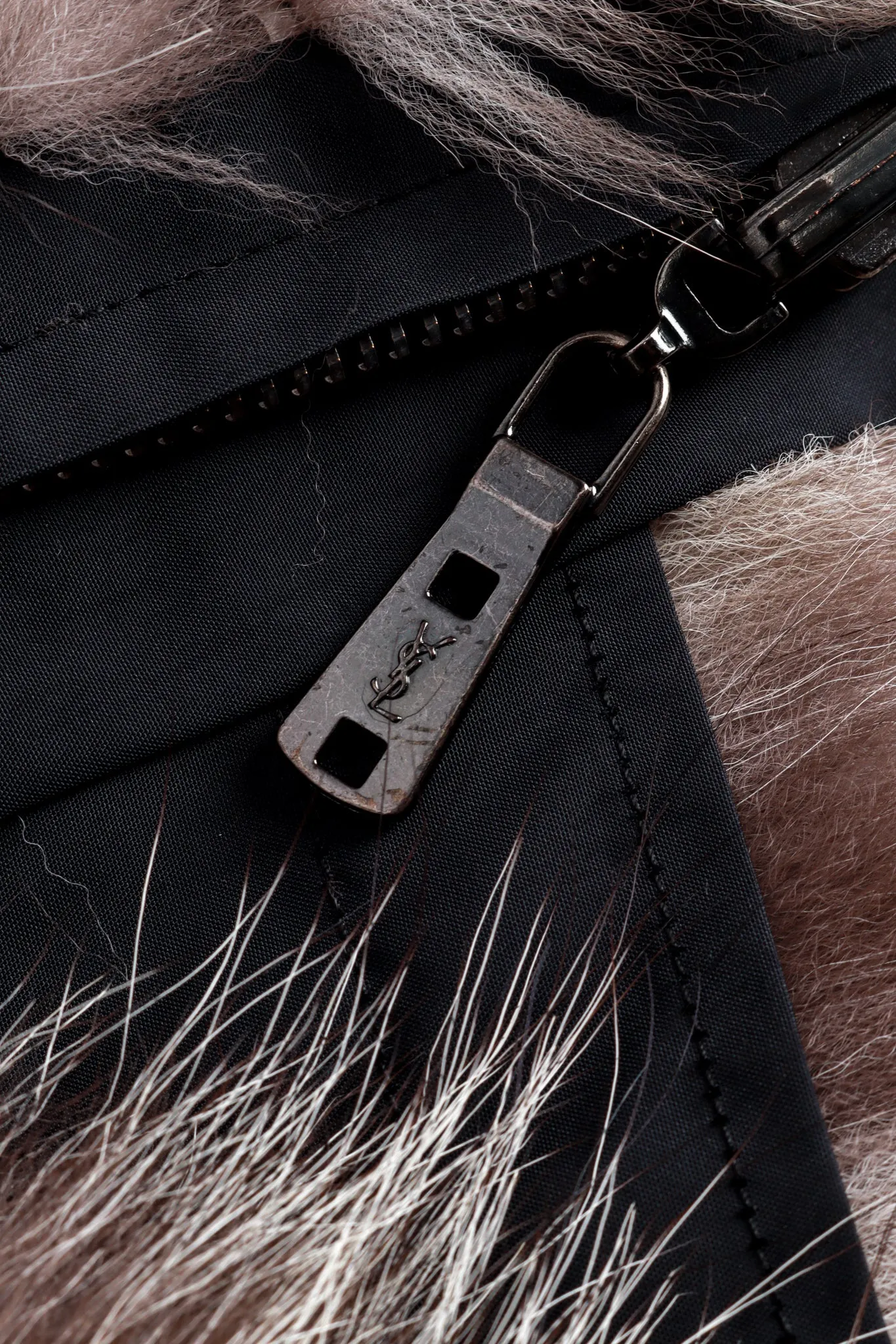 Asymmetric Zip Fox Fur Jacket