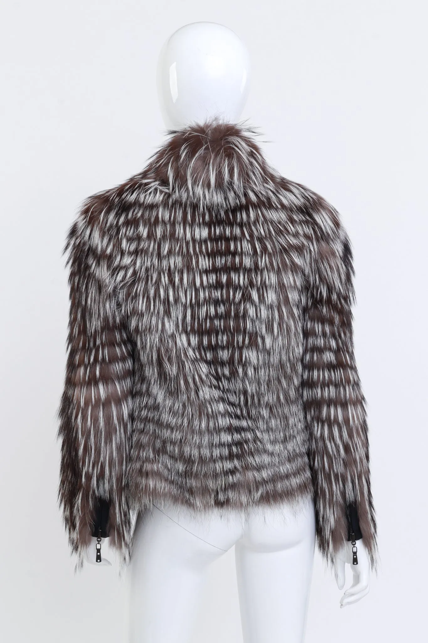 Asymmetric Zip Fox Fur Jacket