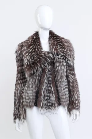 Asymmetric Zip Fox Fur Jacket