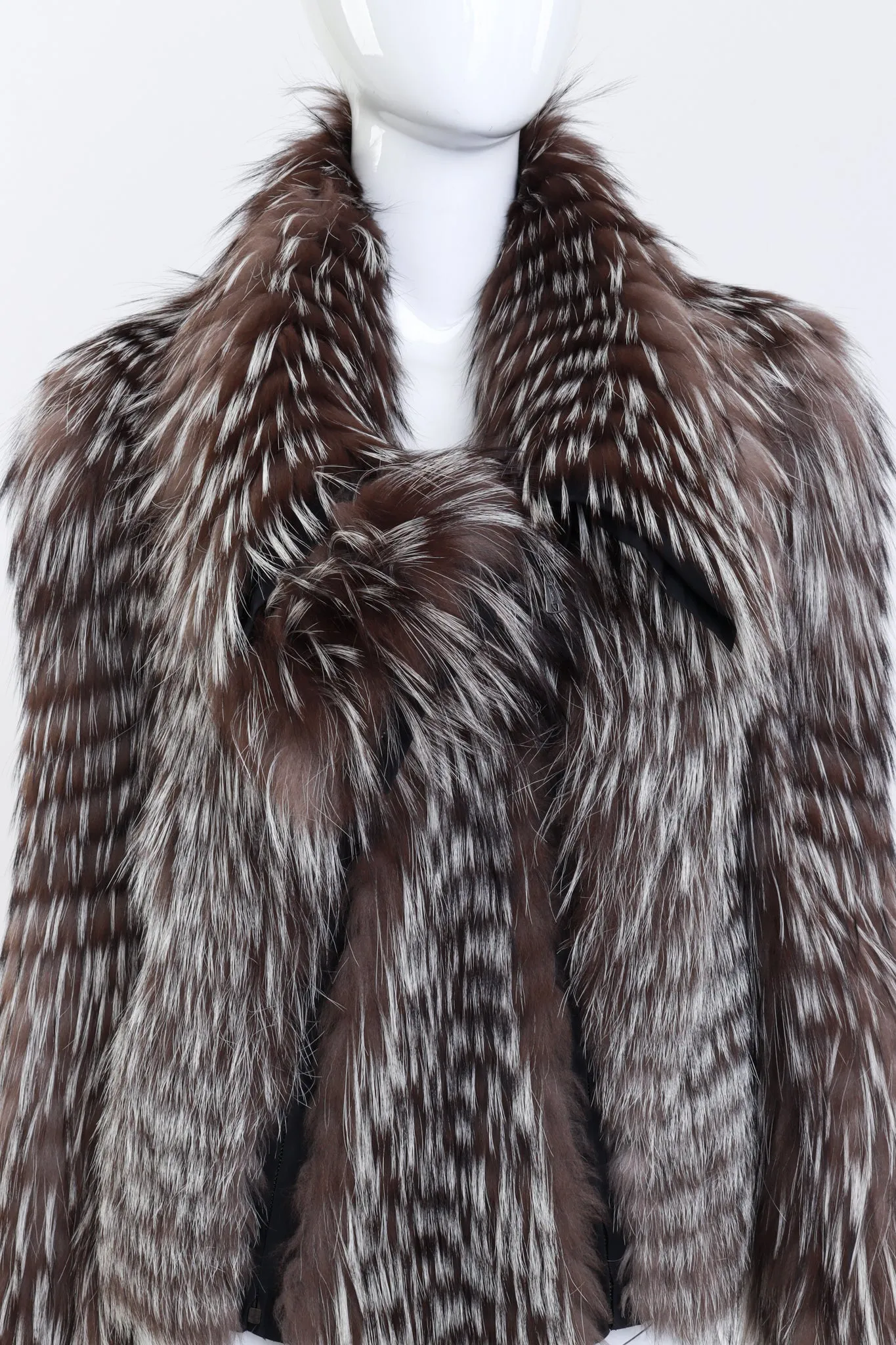 Asymmetric Zip Fox Fur Jacket
