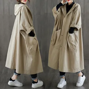 🎉Autumn Hot Sale🎉Oversized Large Pocket Hooded Long Trench Coat