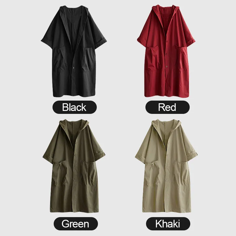 🎉Autumn Hot Sale🎉Oversized Large Pocket Hooded Long Trench Coat