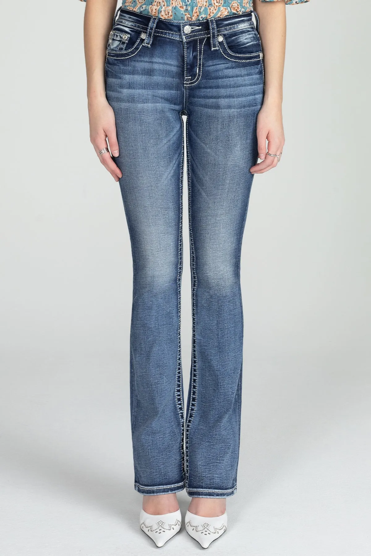 Baby Blue Wing Flap Bootcut Denim