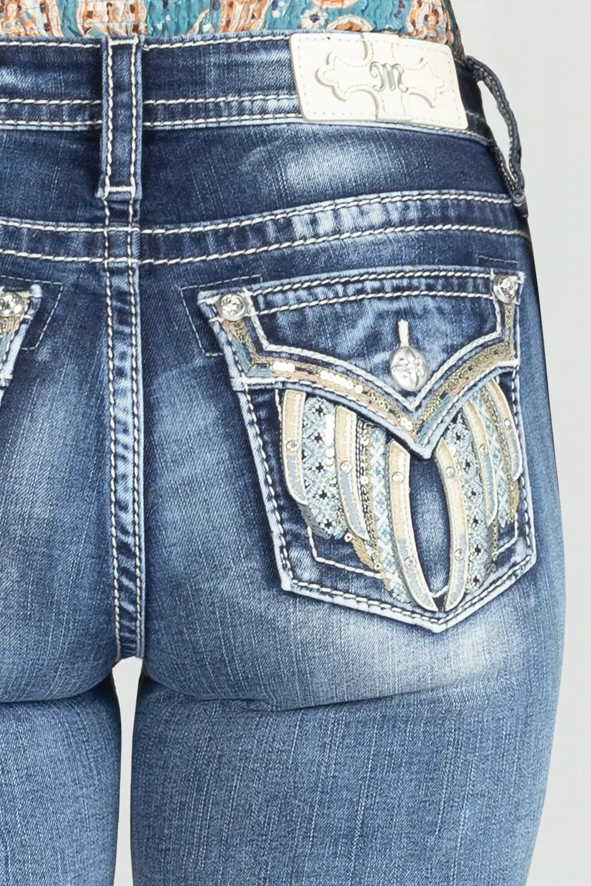 Baby Blue Wing Flap Bootcut Denim