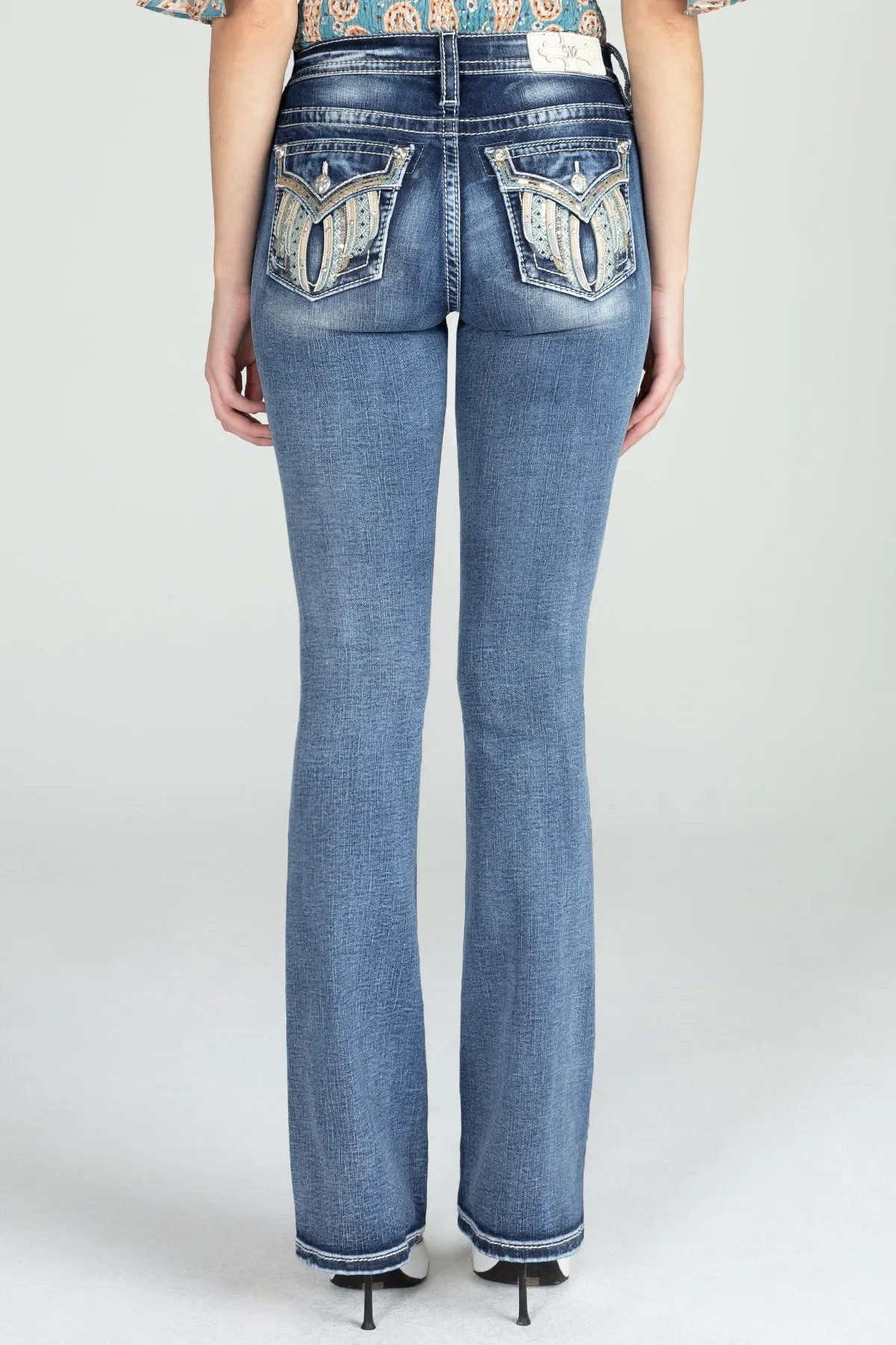 Baby Blue Wing Flap Bootcut Denim