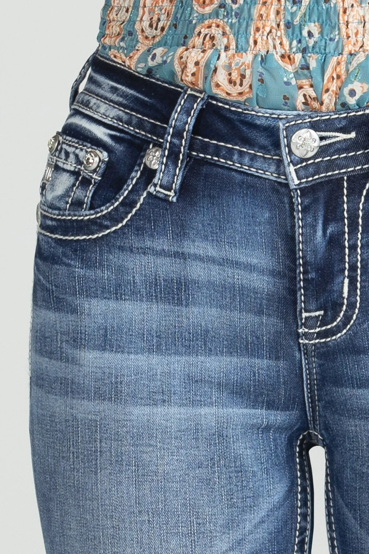 Baby Blue Wing Flap Bootcut Denim