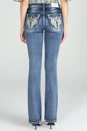 Baby Blue Wing Flap Bootcut Denim