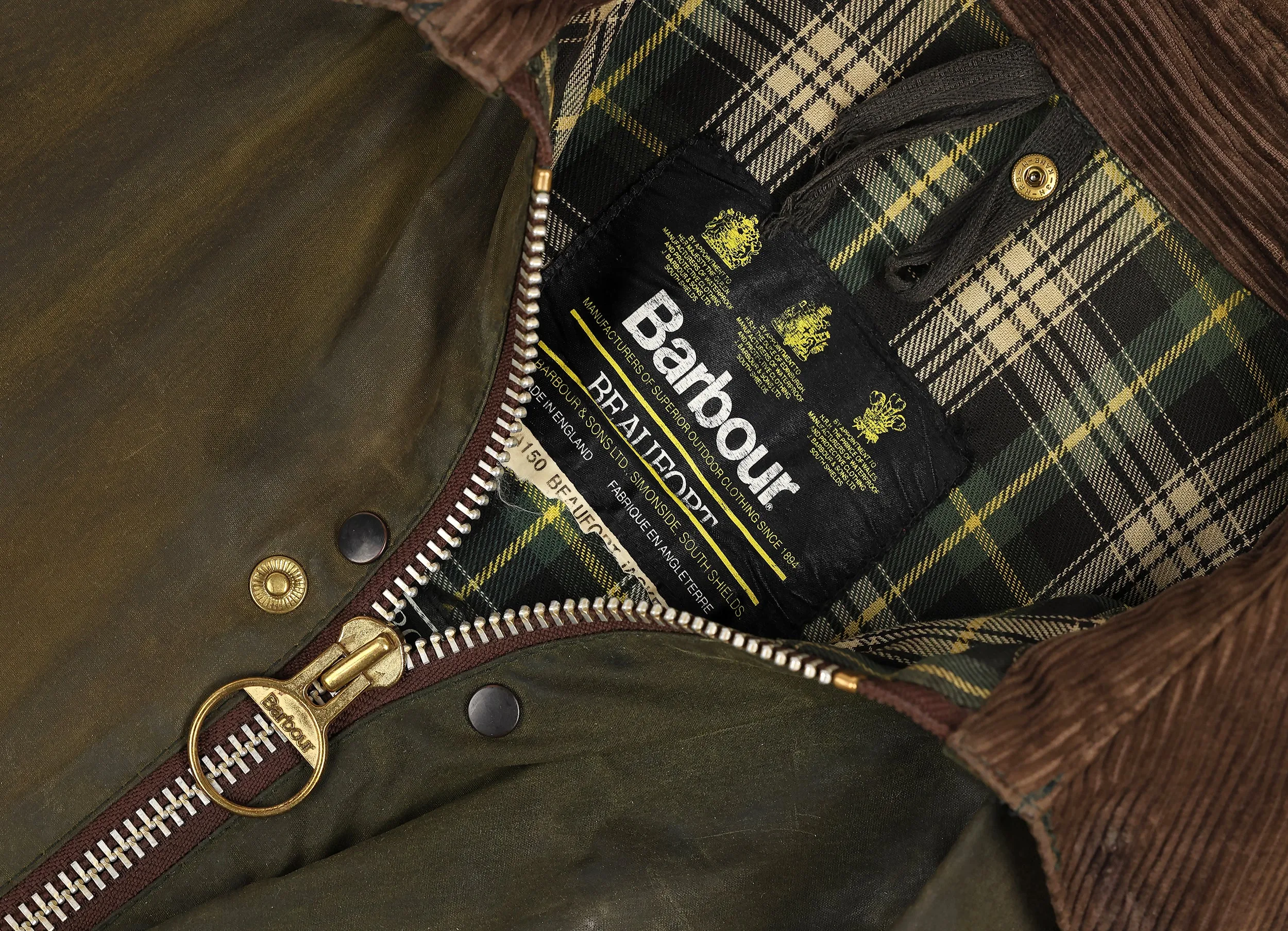 Barbour Beaufort Wax Jacket Coat - Green - L