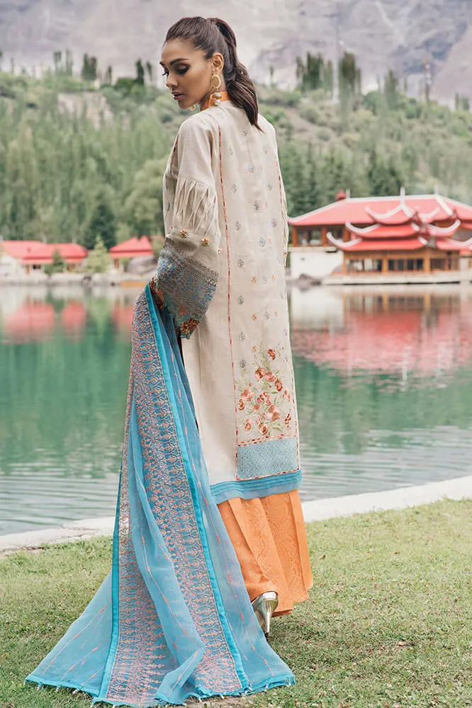 Beautiful Pakistani masuri embroidered dress in beige color # P2375