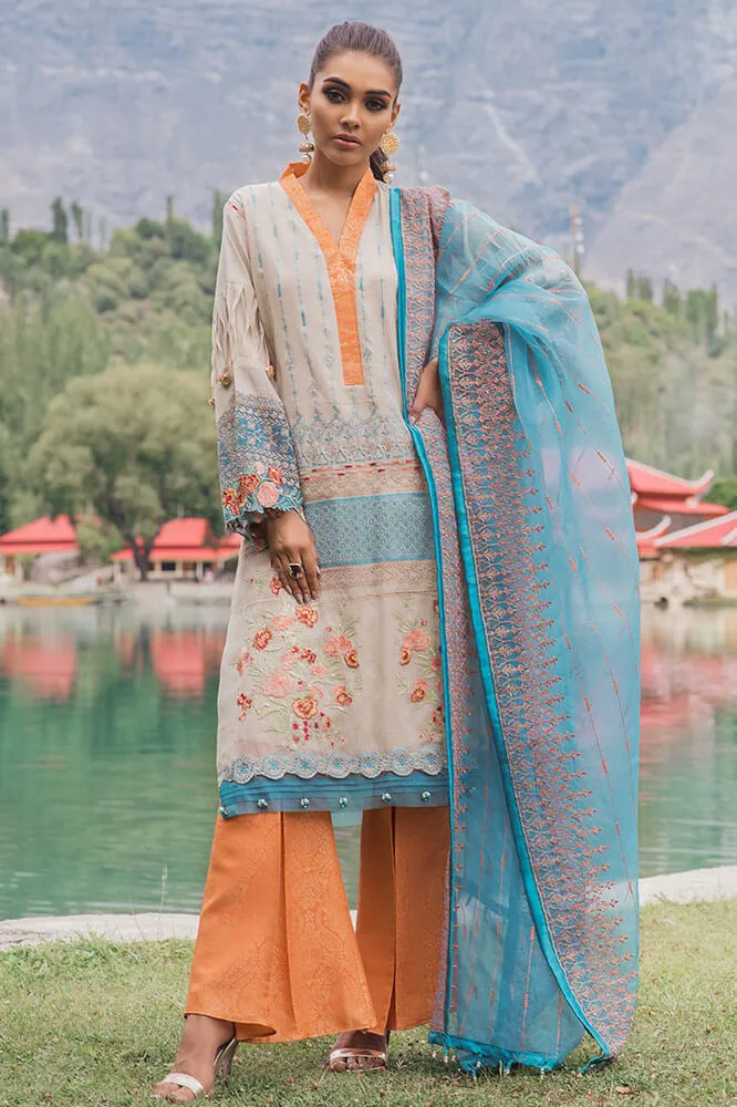 Beautiful Pakistani masuri embroidered dress in beige color # P2375