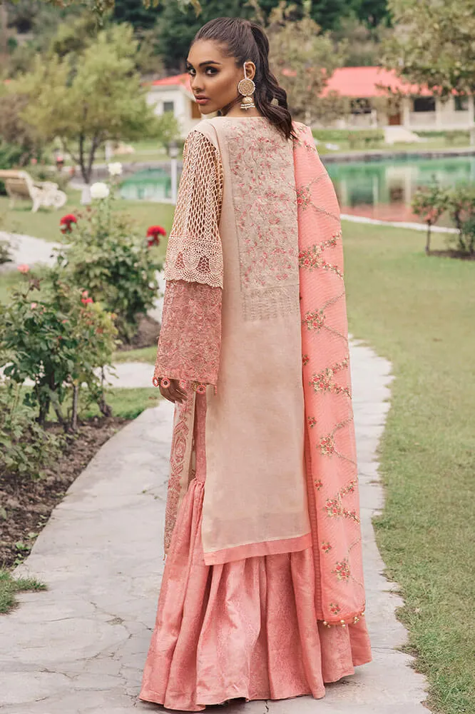 Beautiful Pakistani masuri embroidered outfit in peach color # P2378
