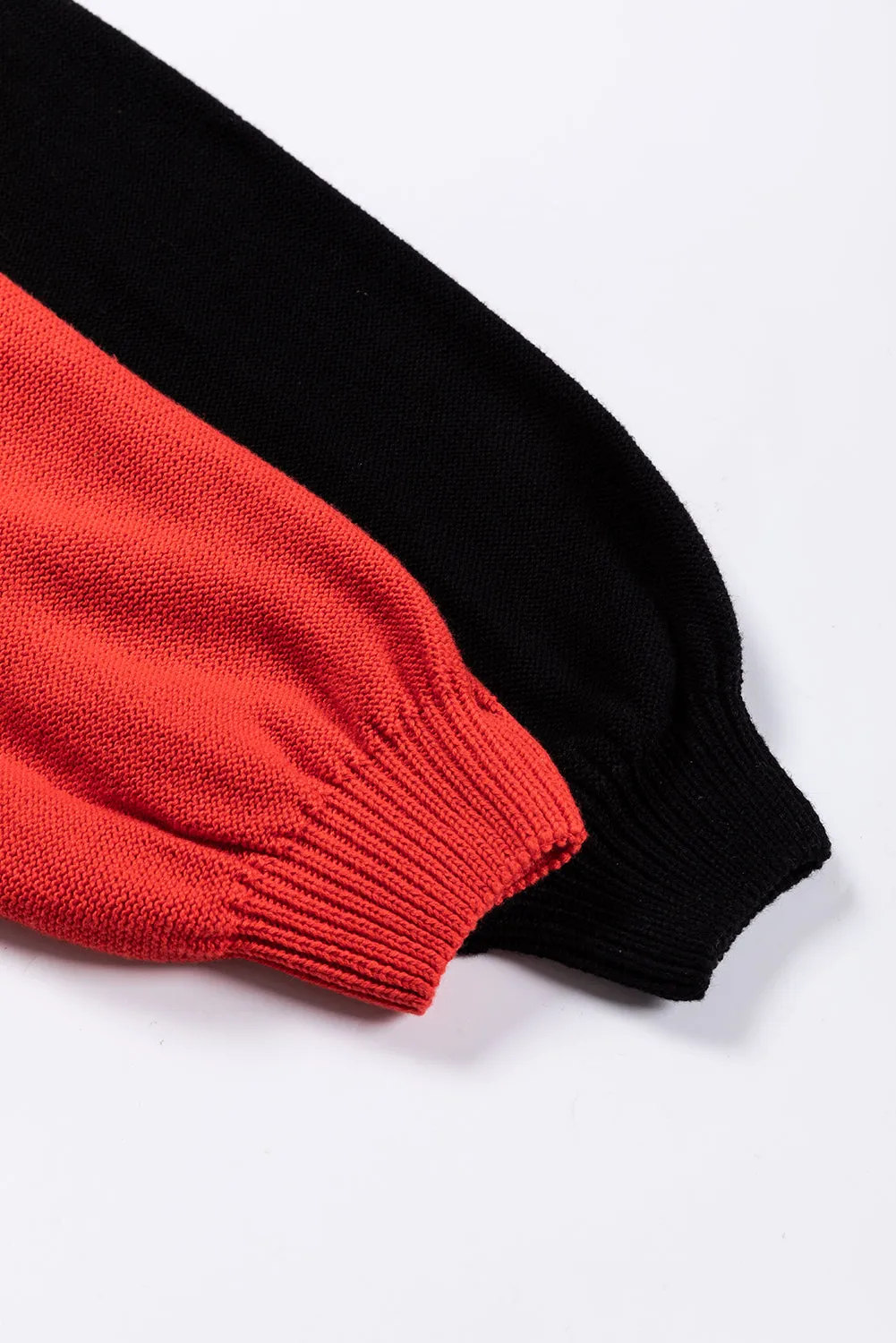 Bishop Sleeve Ribbed Trim Sweater