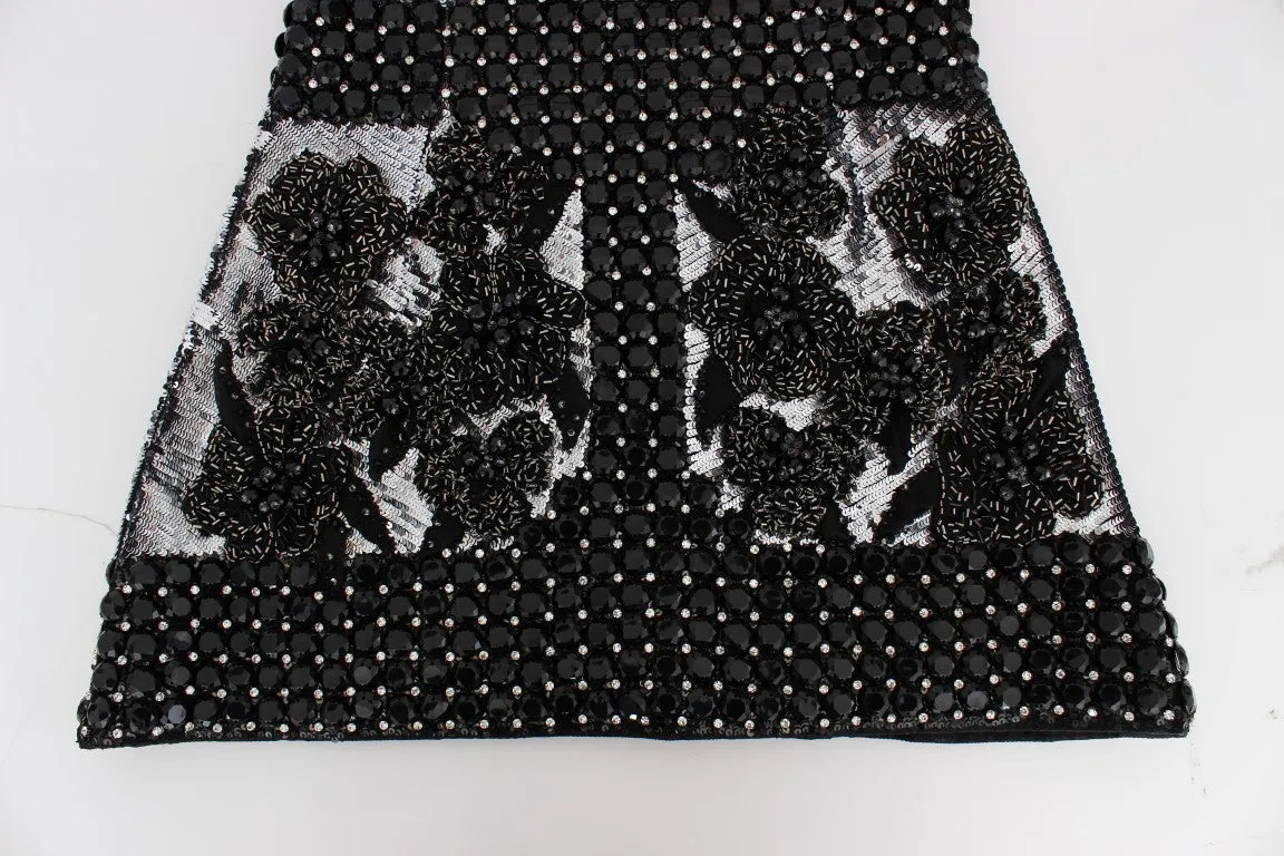 Black Crystal Silver Runway Handmade Dress