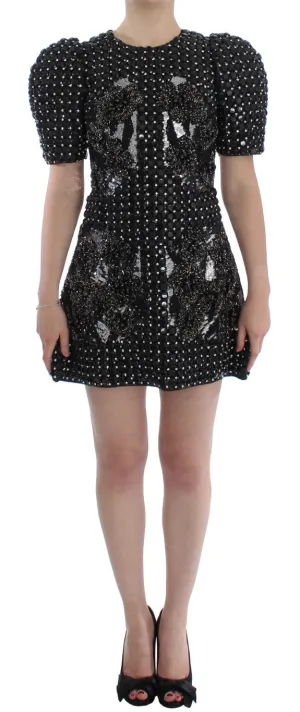 Black Crystal Silver Runway Handmade Dress