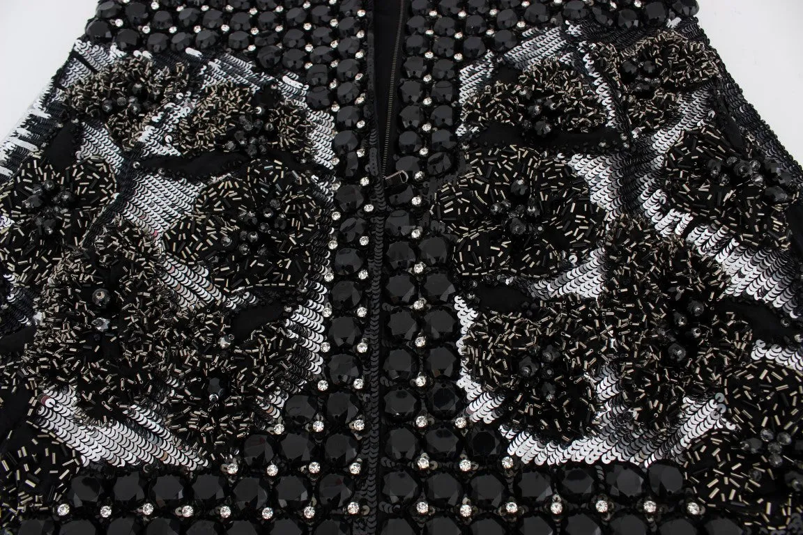 Black Crystal Silver Runway Handmade Dress