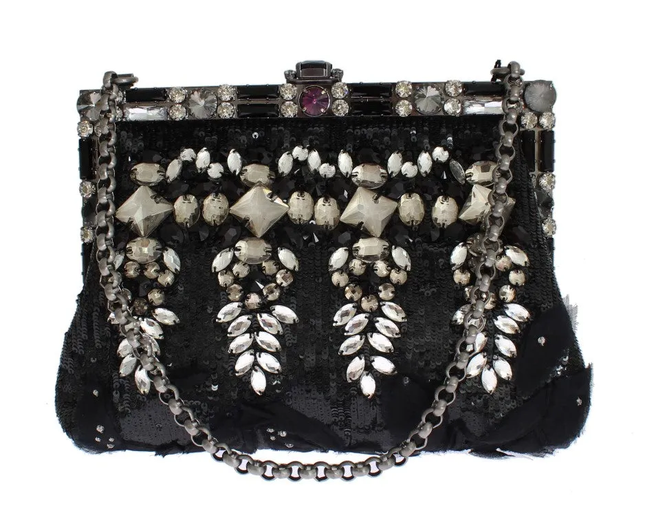 Black Crystal VANDA Clutch Bag Designer Handbag for Women
