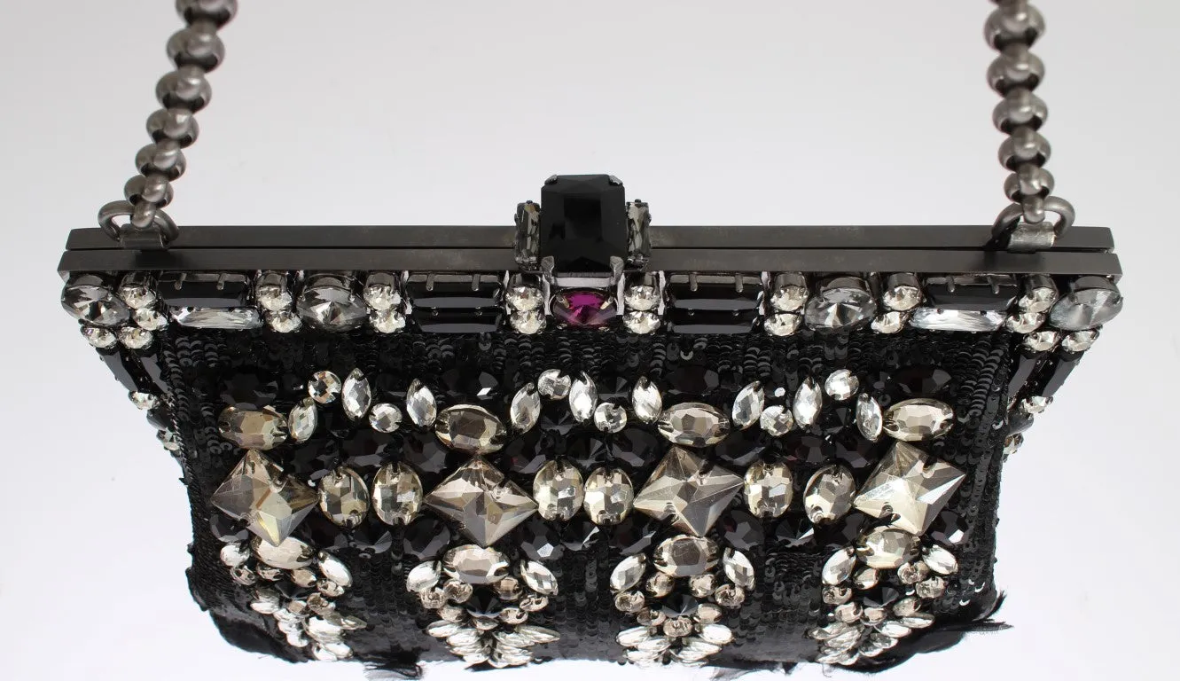 Black Crystal VANDA Clutch Bag Designer Handbag for Women