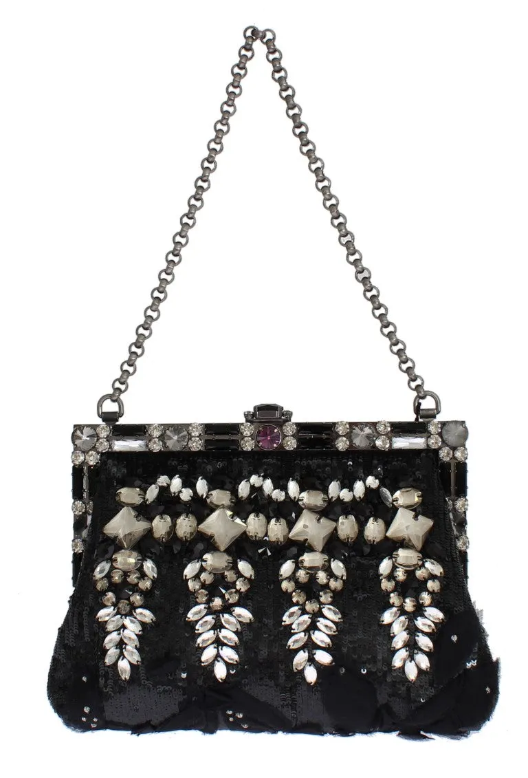 Black Crystal VANDA Clutch Bag Designer Handbag for Women