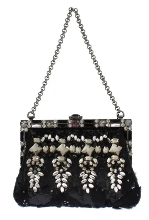 Black Crystal VANDA Clutch Bag Designer Handbag for Women