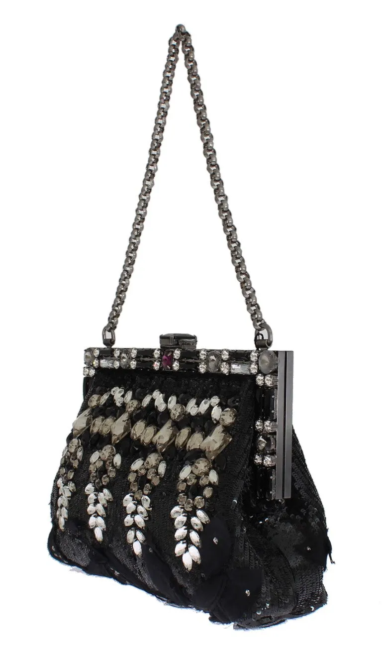 Black Crystal VANDA Clutch Bag Designer Handbag for Women