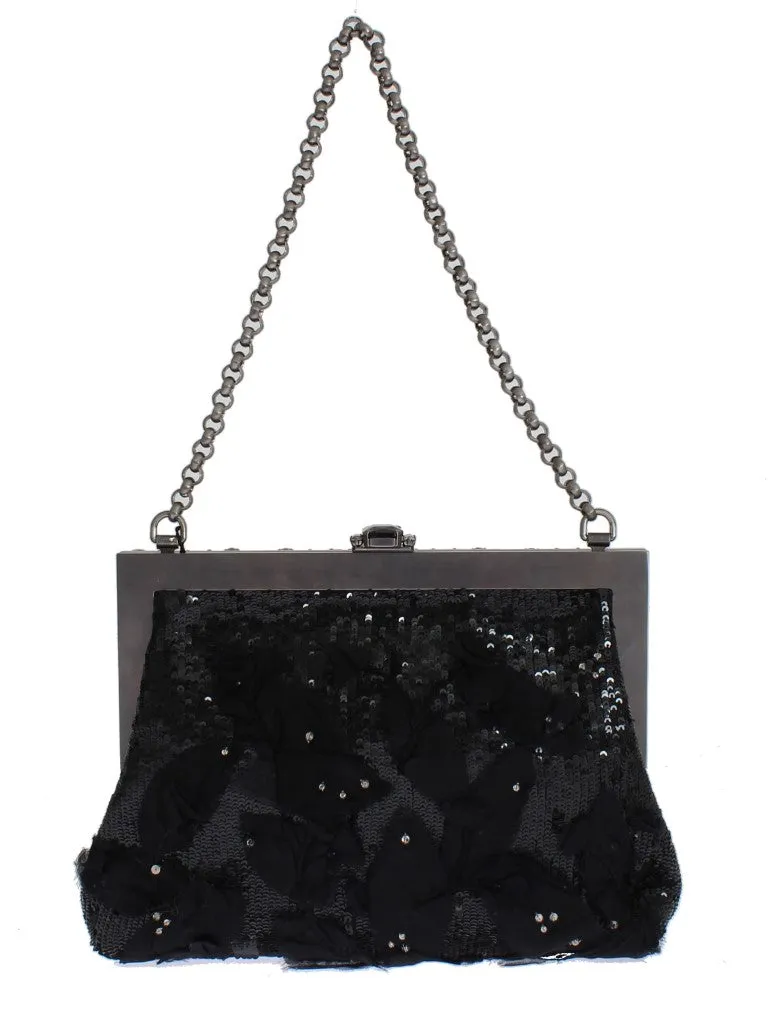 Black Crystal VANDA Clutch Bag Designer Handbag for Women