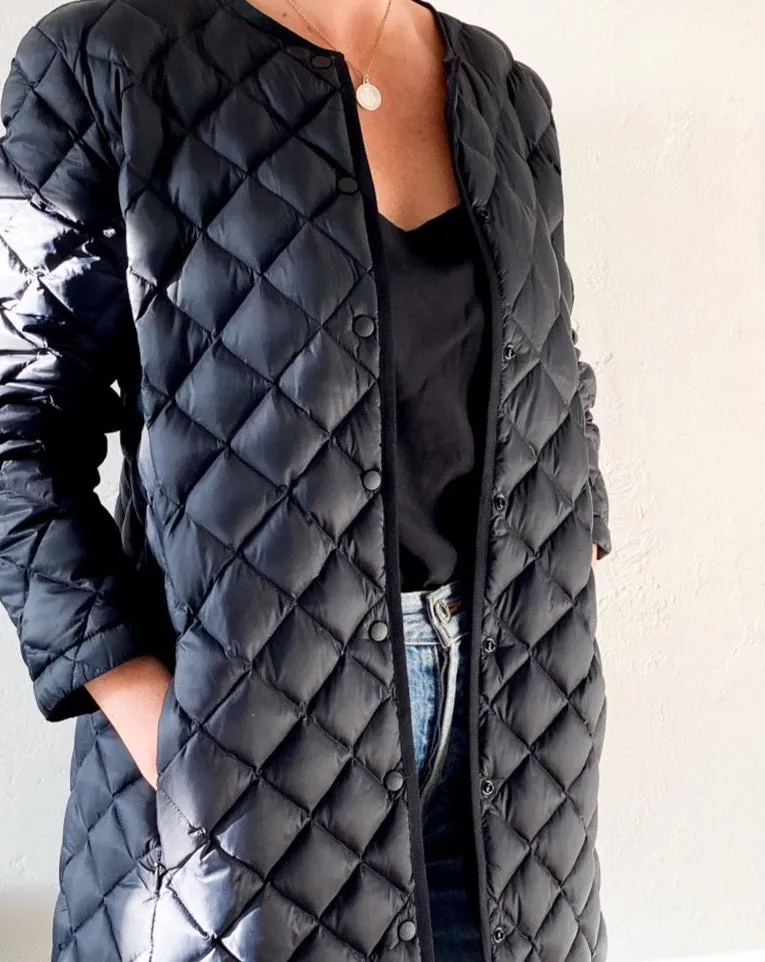 Black Quilted Puffer Coat