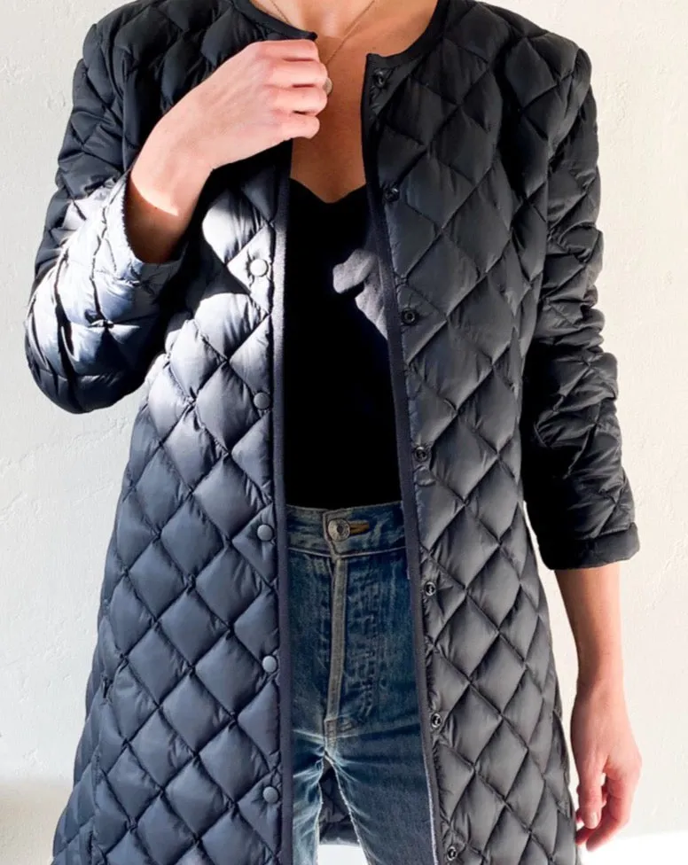 Black Quilted Puffer Coat