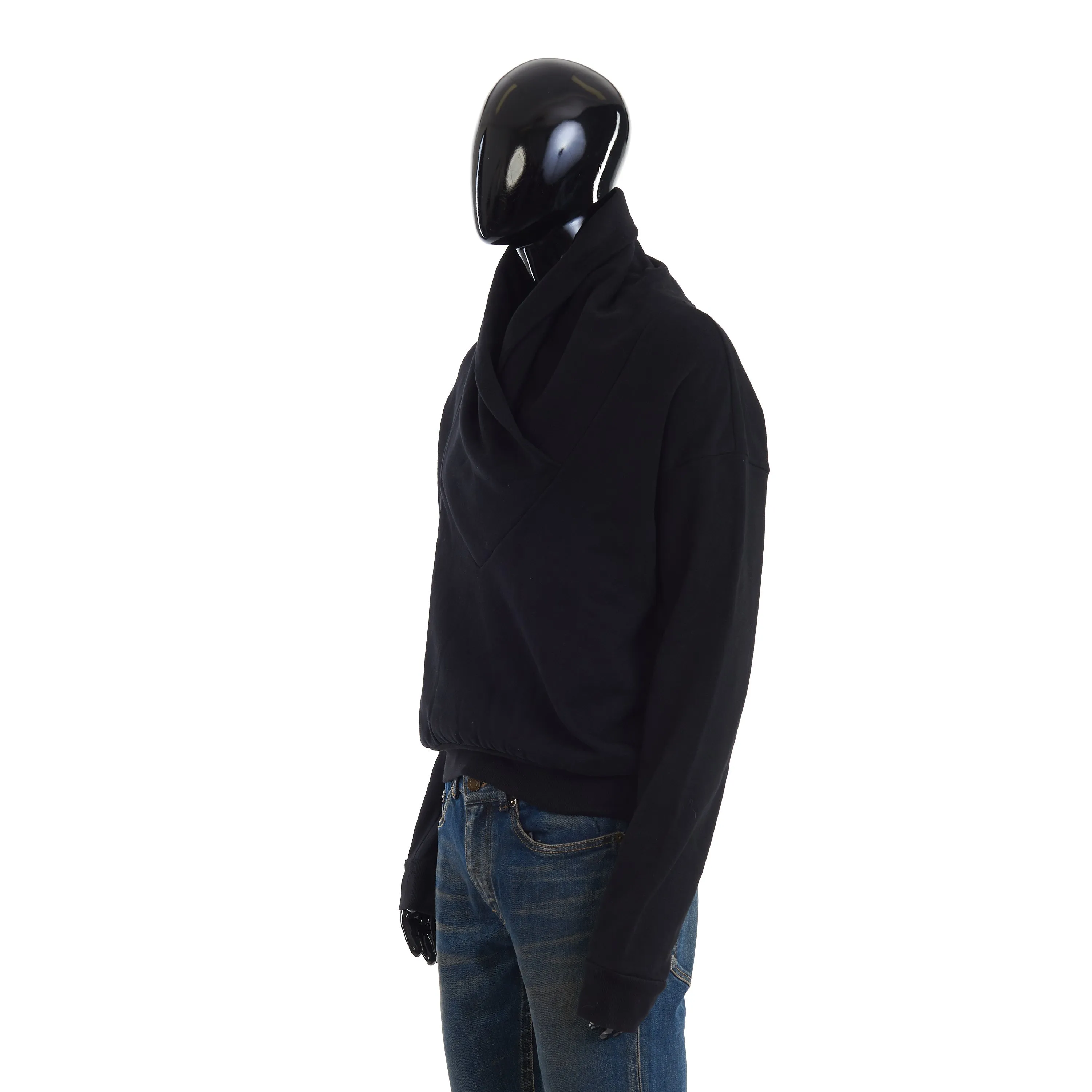 Black Shawl-Neck Sweatshirt
