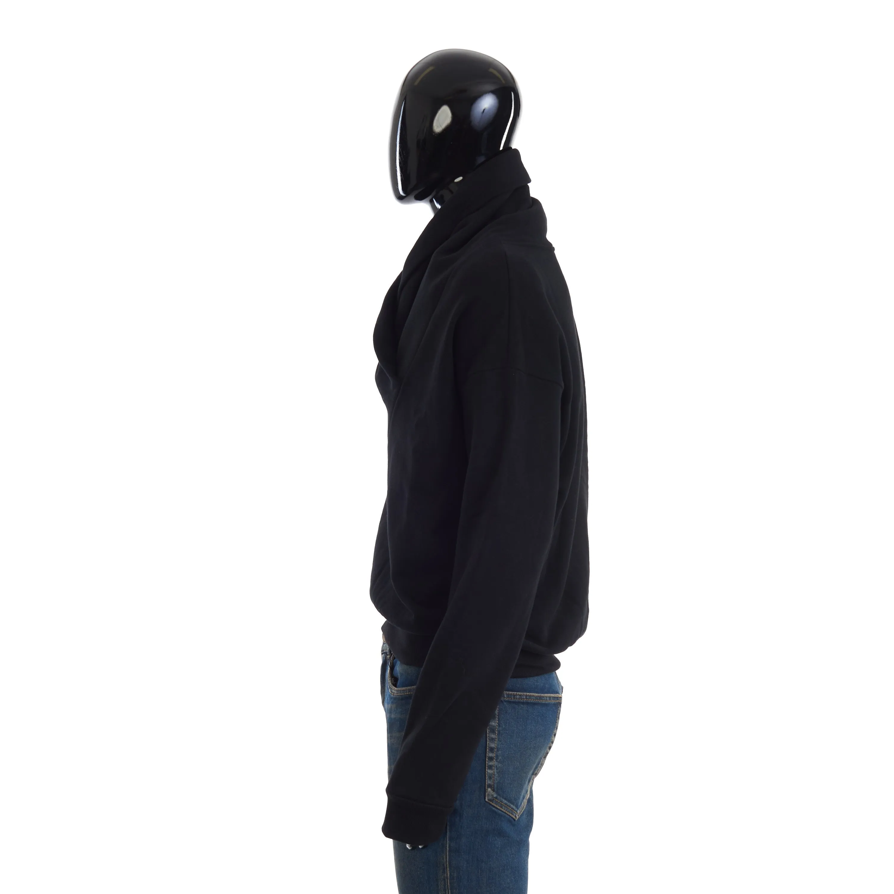 Black Shawl-Neck Sweatshirt